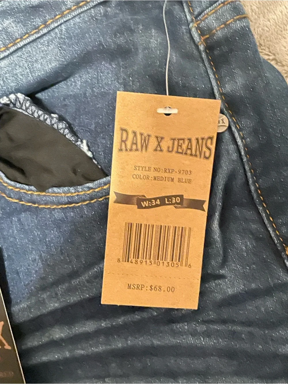 RAW X Men's Dark Indigo Bootcut Moto Jeans